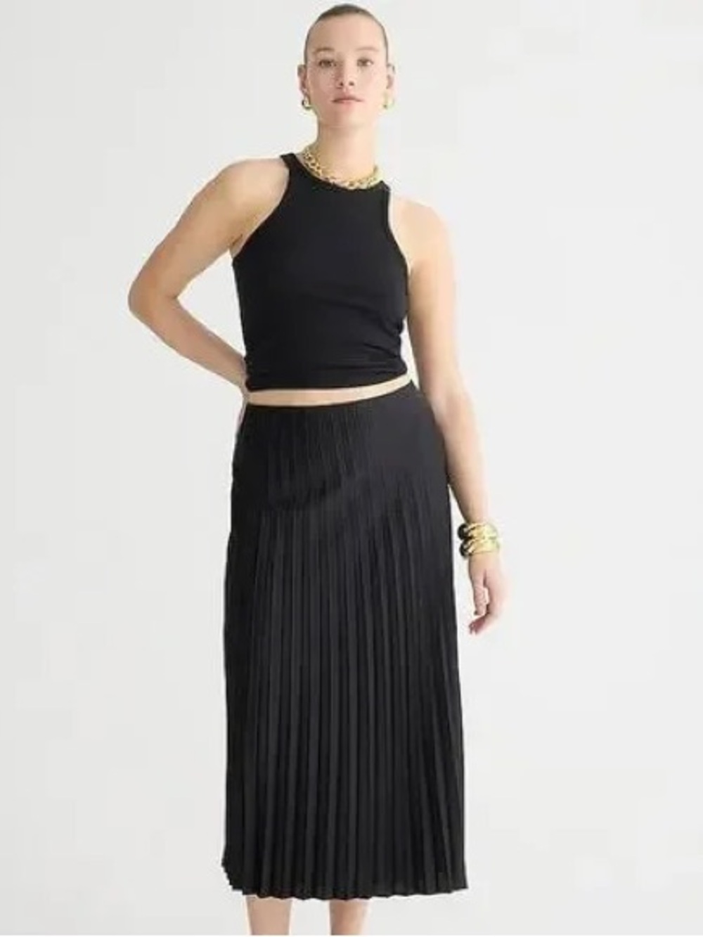 J.Crew Black Gwyneth Pleated Skirt